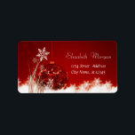 Jul Boll, Snöflingor, Röda Adressetikett<br><div class="desc">Jristmas boll och snöflingor på röd bakgrund. En elegant och en sofistikerad designe.Kostumize med ditt namn och information om adress.</div>