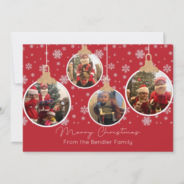 Jul Bollar 4-foto Inbjudningar (Framsida)