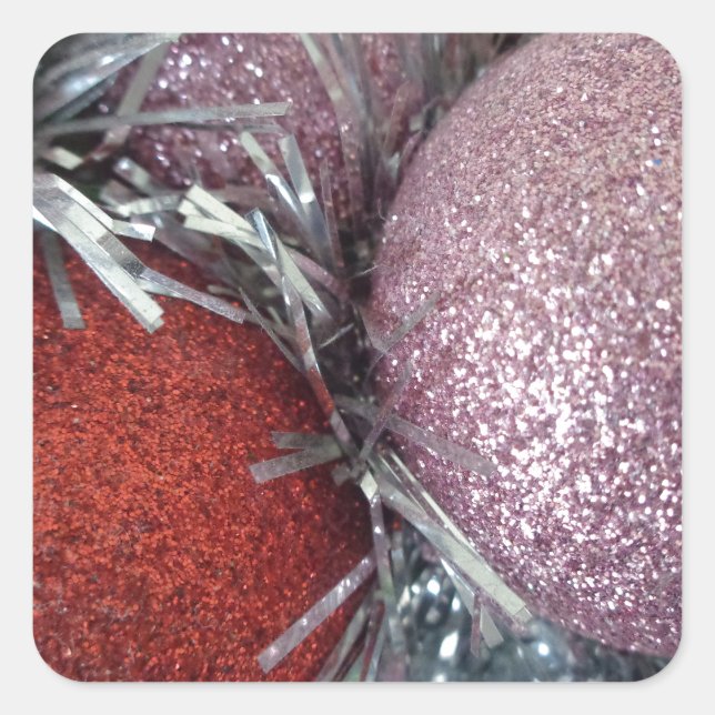 Jul Bollar Fyrkantigt Klistermärke (Framsida)