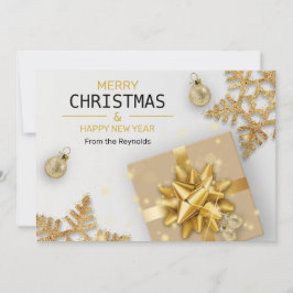 Jul Bollar Guld Gift Box Guld Snöflingor Julkort