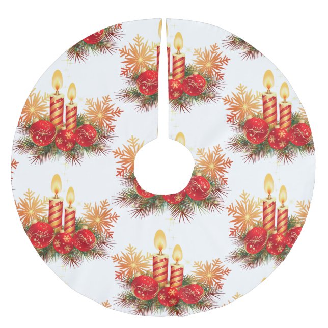 Jul Bollar och ljus Julgransmatta Borstad Polyester (Framsidan)