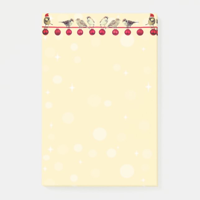 Jul bollar och sång fåglar post-it block (Framsida)