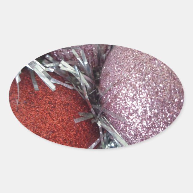 Jul Bollar Ovalt Klistermärke (Framsida)