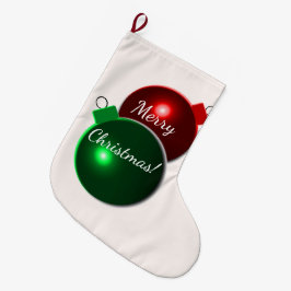 Jul Bollar Shiny Red & Grönt med hälsning Stor Julstrumpa