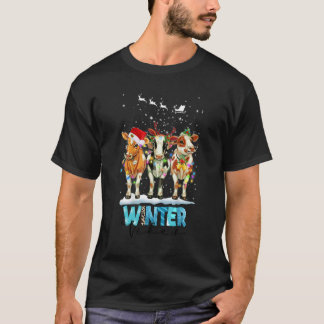 Jul Bondgårdsdjur Kor Santa Hatt Familj Pyjamas T Shirt