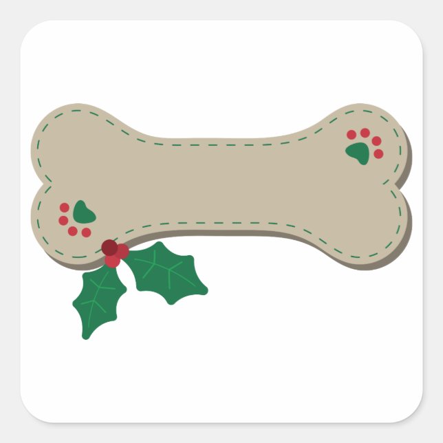 Jul Bone Fyrkantigt Klistermärke (Framsida)
