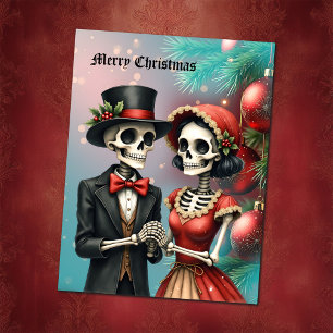 Jul Bone Romantik, ett festligt skelett par. Helg Vykort
