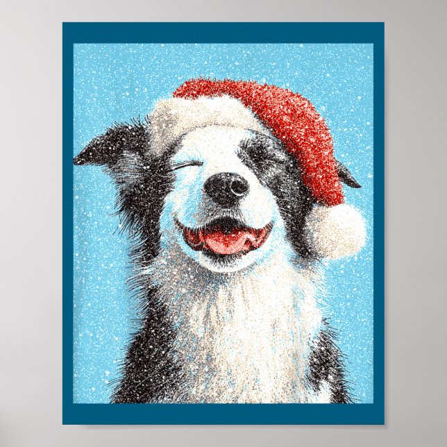 Jul Border Collie Ljusblå  Poster (Framsidan)