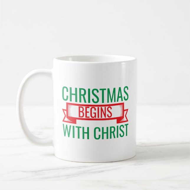 jul börjar med kristus-15523 kaffemugg (Vänster)