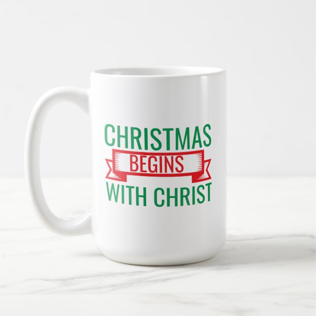 jul börjar med kristus-15523 kaffemugg (Vänster)