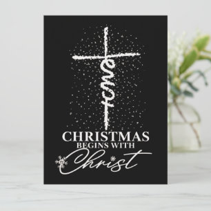 Jul Börjar med Kristus Jesus Kors Kristna  Julkort