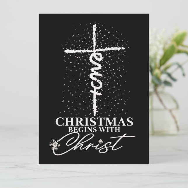 Jul Börjar med Kristus Jesus Kors Kristna  Julkort (Stående Fram)