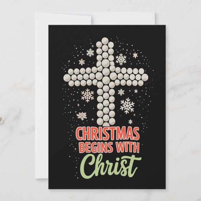 Jul Börjar Med Kristus Kristna Snö Xmas Julkort (Framsida)