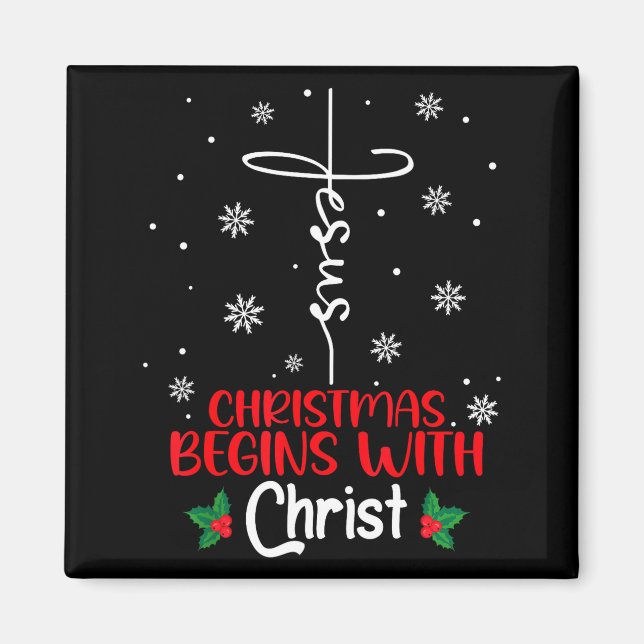 Jul Börjar Med Kristus Religiös Jul X Magnet (Framsidan)