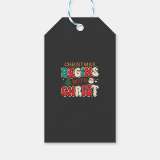 Jul Börjar Med Kristus Retro Tomte Presentetikett