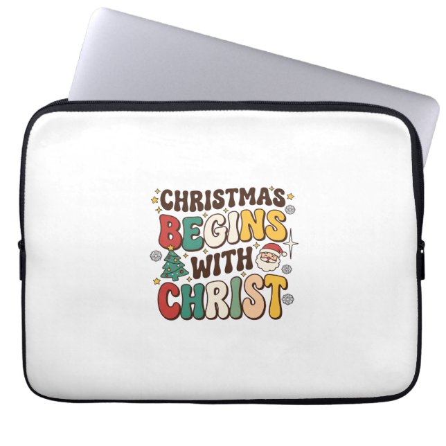Jul Börjar Med Kristus Santa Träd Design Laptop Fodral (Framsidan)