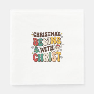 Jul Börjar Med Kristus Santa Träd Design Pappersservett