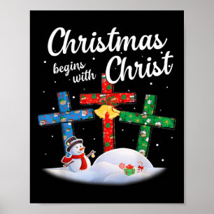 Jul Börjar Med Kristus Snömannen Kristna Kors Poster