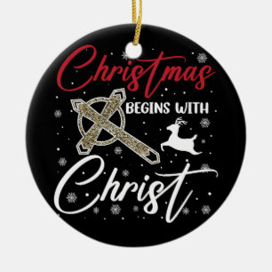 Jul Börjar Med Kristus Xmas Kristna Julgransprydnad Keramik