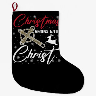 Jul Börjar Med Kristus Xmas Kristna Stor Julstrumpa