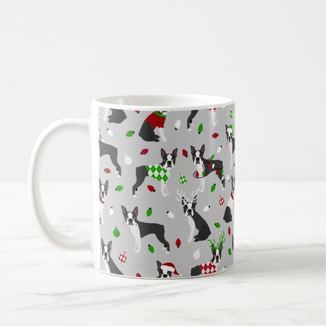 Jul Boston Terrier Coffee Mugg (Vänster)