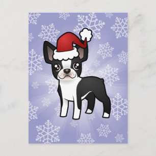 Jul Boston Terrier Helg Vykort