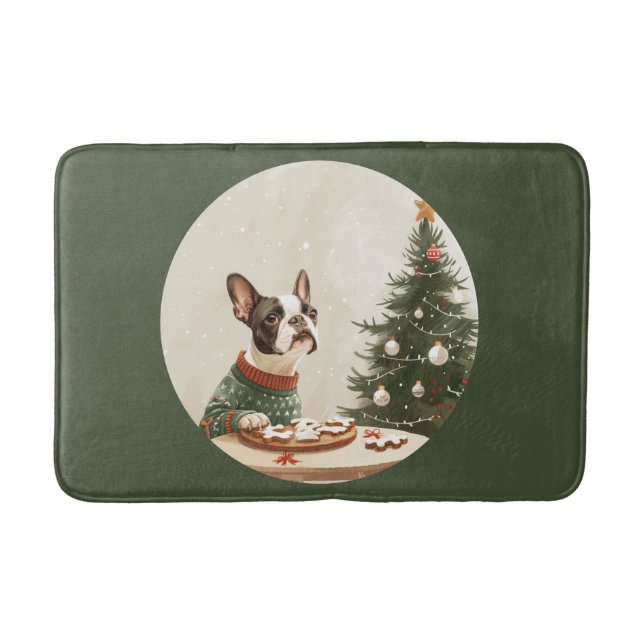 Jul Boston Terrier Hund Badrumsmatta (Framsidan)