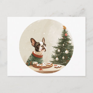 Jul Boston Terrier Hund Helg Vykort