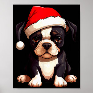 Jul Boston Terrier Hund Julhatt Rolig Jul Poster