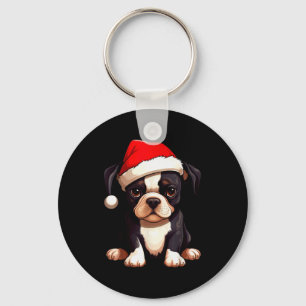 Jul Boston Terrier Hund Julhatt Roligt Xmas Nyckelring