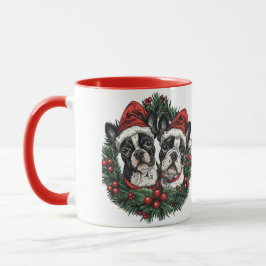 Jul Boston Terrier Hund Julkrans Mugg