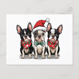 Jul Boston Terrier Hundar Helg Vykort