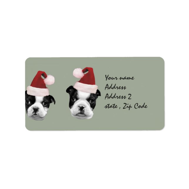 Jul Boston Terrier-valpar Adressetikett (Framsidan)