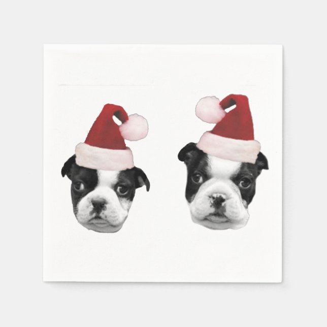 Jul Boston Terrier-valpar Pappersservett (Framsidan)