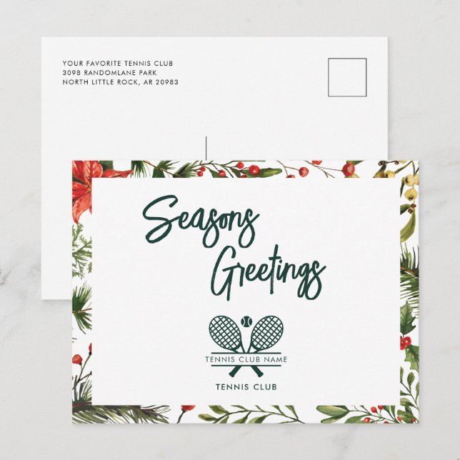 Jul Botanical Tennis Klubb Seasons Helg Vykort (Fram/baksida)