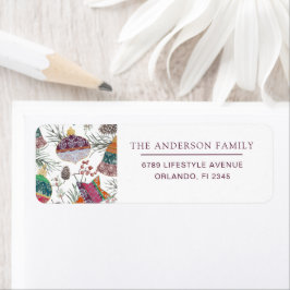 Jul Botanisk Akvarell Familj Returadress Etikett