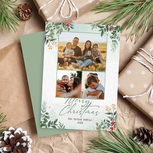 Jul Botanisk Blommig Högtidskort Julkort (Skapare uppladdad)