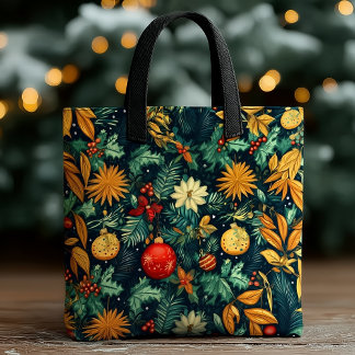 Jul Botanisk – Festliga Prydnader & Blommor Tygkasse