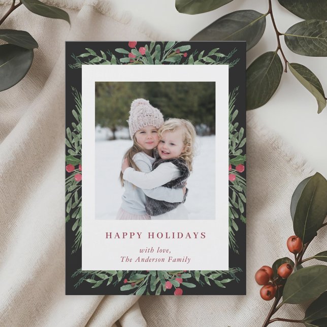 Jul Botaniska Högtidskort för Foto Julkort (Skapare uppladdad)