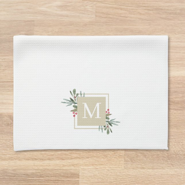 Jul Botaniska Monogram Kökshandduk (Skapare uppladdad)