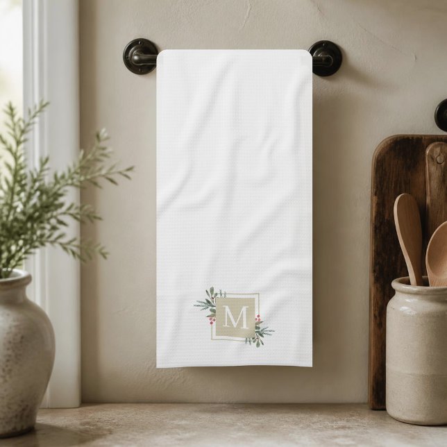 Jul Botaniska Monogram Kökshandduk (Skapare uppladdad)