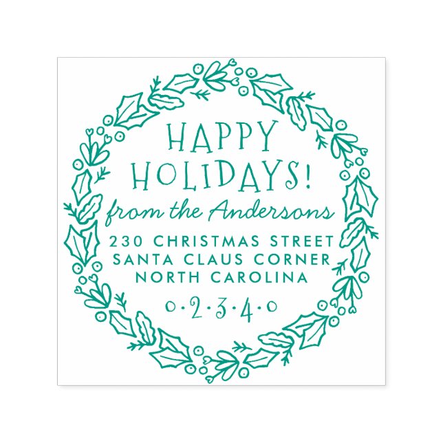 Jul Botaniskt andetag Namn och Returadress Självfärgande Stämpel (Design)