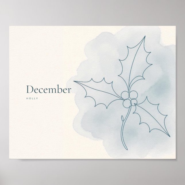 Jul Botaniskt Konsttryck | December Poster (Framsidan)
