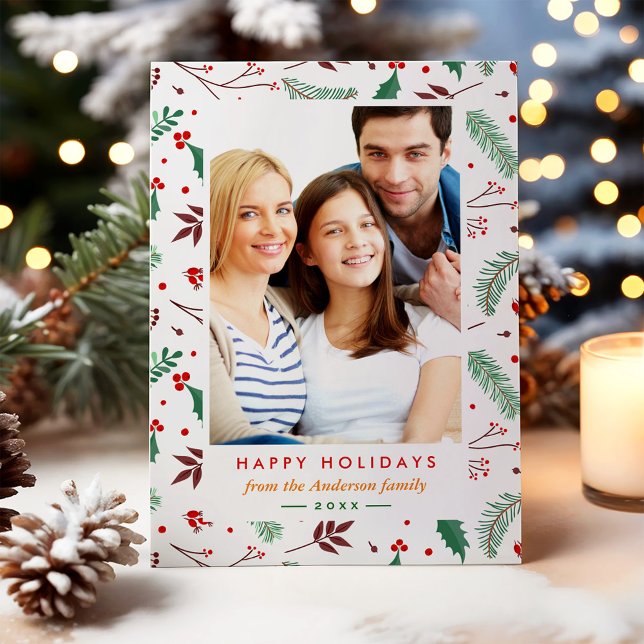 Jul Botaniskt platt foto från Lycklig Helgdag Julkort (Skapare uppladdad)