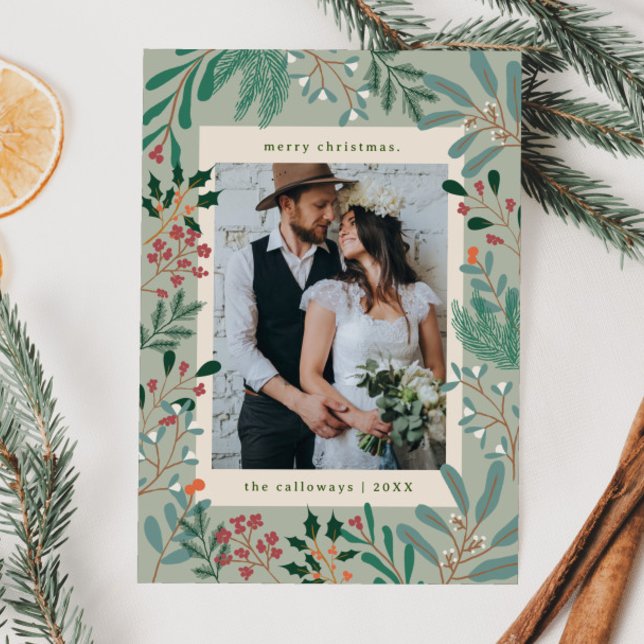 Jul - Botaniskt sidfoto-Helgdag Julkort (Skapare uppladdad)