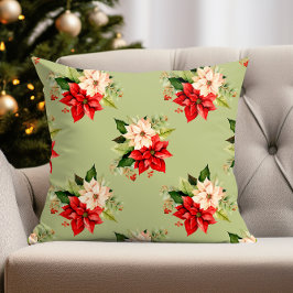 Jul Botaniskt styre med Poinsettia Kudde