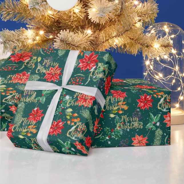 jul botaniskt tryck presentpapper (Helgdagar)