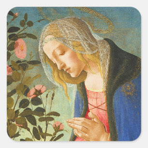 Jul Botticelli Madonna och Child Fyrkantigt Klistermärke