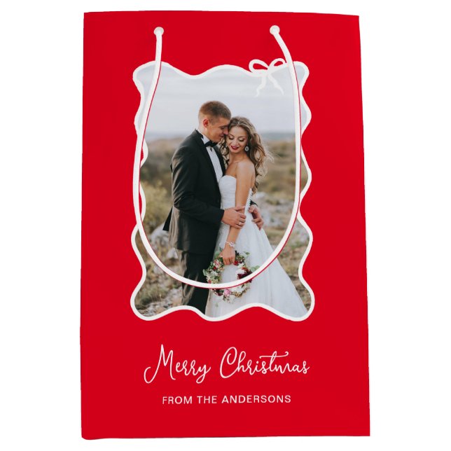 Jul Bow | Vågigt Red and White Photo Ram (Framsidan)