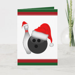 Jul Bowling Ball and Pin Helgkort